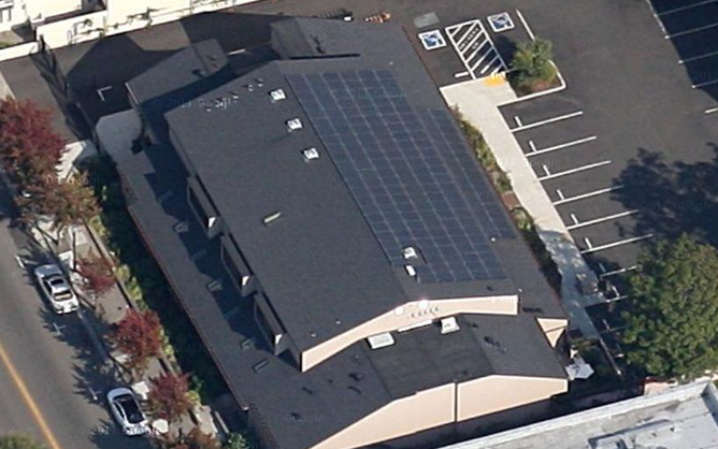 commercial solar power installation top view 