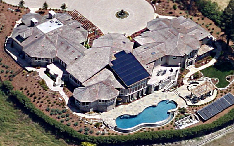 residential solar installation birds eye view