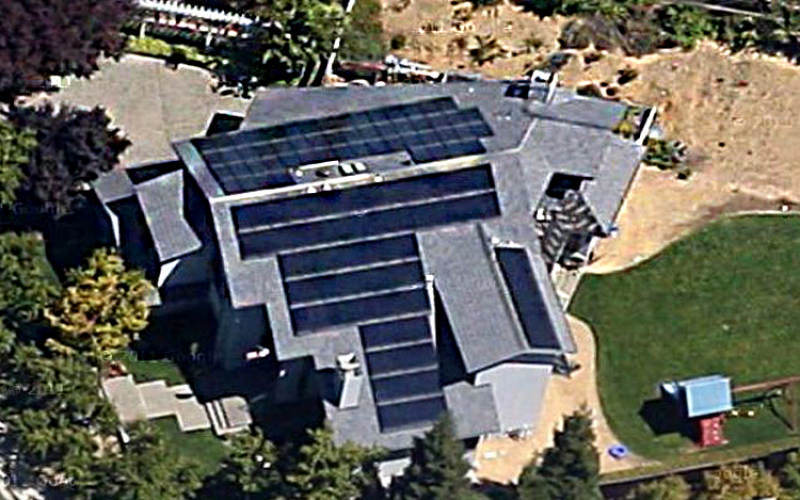 ariel view large residential solar power system installation