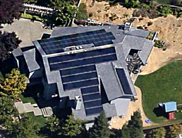 ariel view large residential solar power system installation